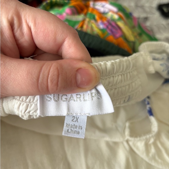 Sugarlips White Midi Dress with Blue Floral Print - Picture 5 of 6